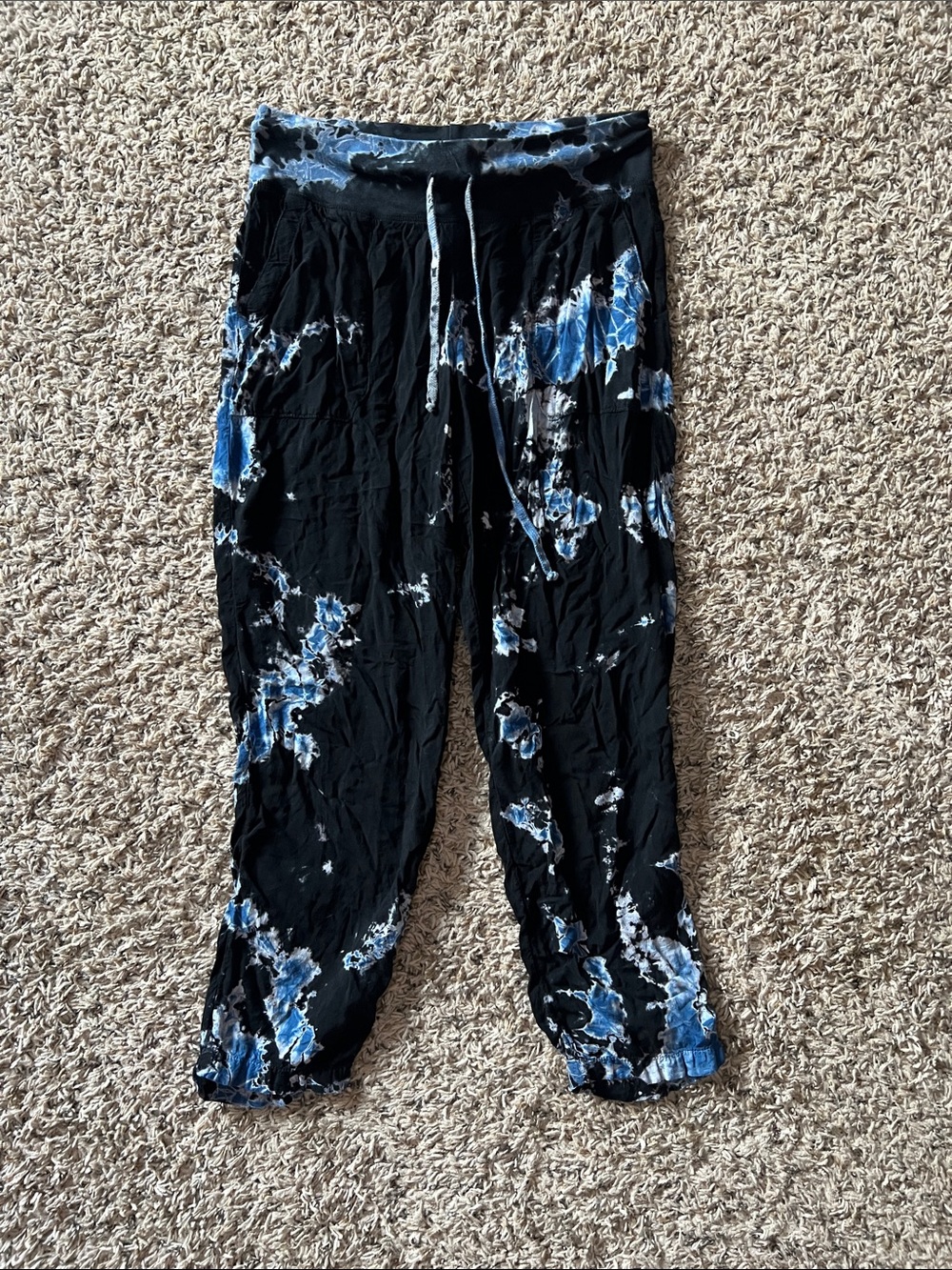 Hard Tail Kids Black Joggers with Blue Tie-Dye